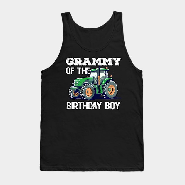 Grammy Of The Birthday Boy Trucks Tractors Farm Bday Kids Tank Top by MaciGalloway3